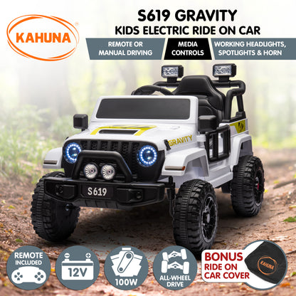 Kahuna S619 Gravity Kids Electric Ride On Car - White - Cosy Abode