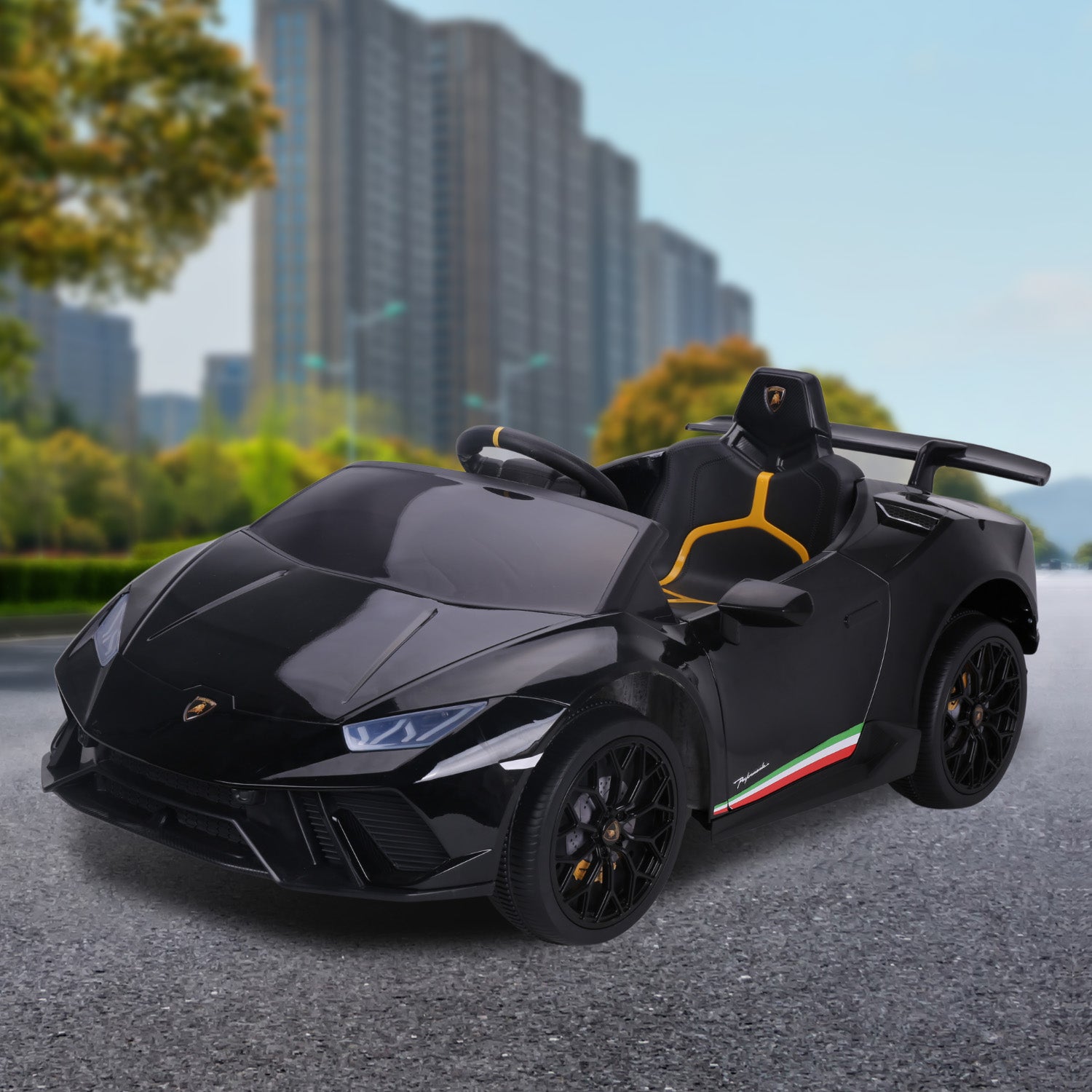 Kahuna Lamborghini Performante Kids Electric Ride On Car Remote Control - Black - Cosy Abode
