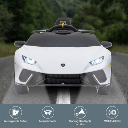 Kahuna Lamborghini Performante Kids Electric Ride On Car Remote Control by Kahuna - White - Cosy Abode