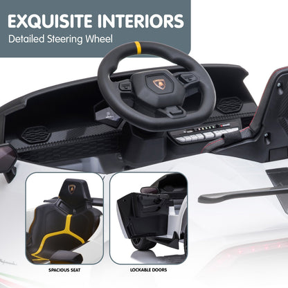 Kahuna Lamborghini Performante Kids Electric Ride On Car Remote Control by Kahuna - White - Cosy Abode