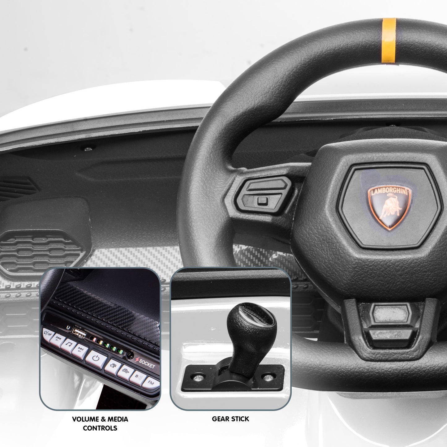 Kahuna Lamborghini Performante Kids Electric Ride On Car Remote Control by Kahuna - White - Cosy Abode