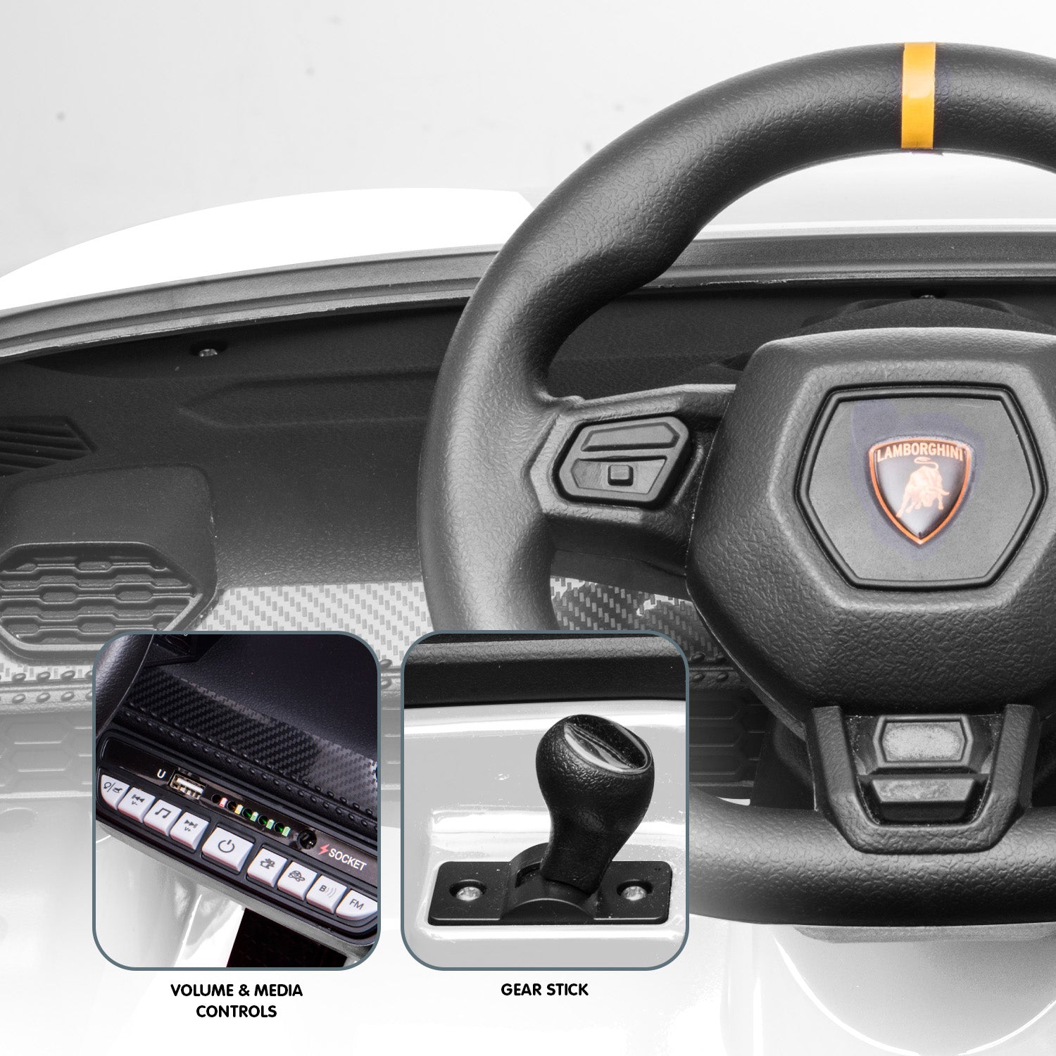Kahuna Lamborghini Performante Kids Electric Ride On Car Remote Control by Kahuna - White - Cosy Abode