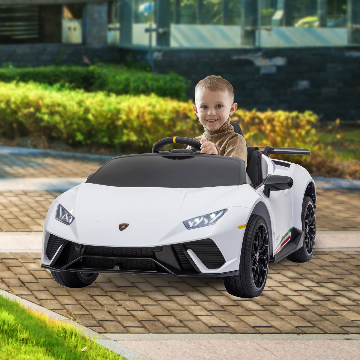 Kahuna Lamborghini Performante Kids Electric Ride On Car Remote Control by Kahuna - White - Cosy Abode