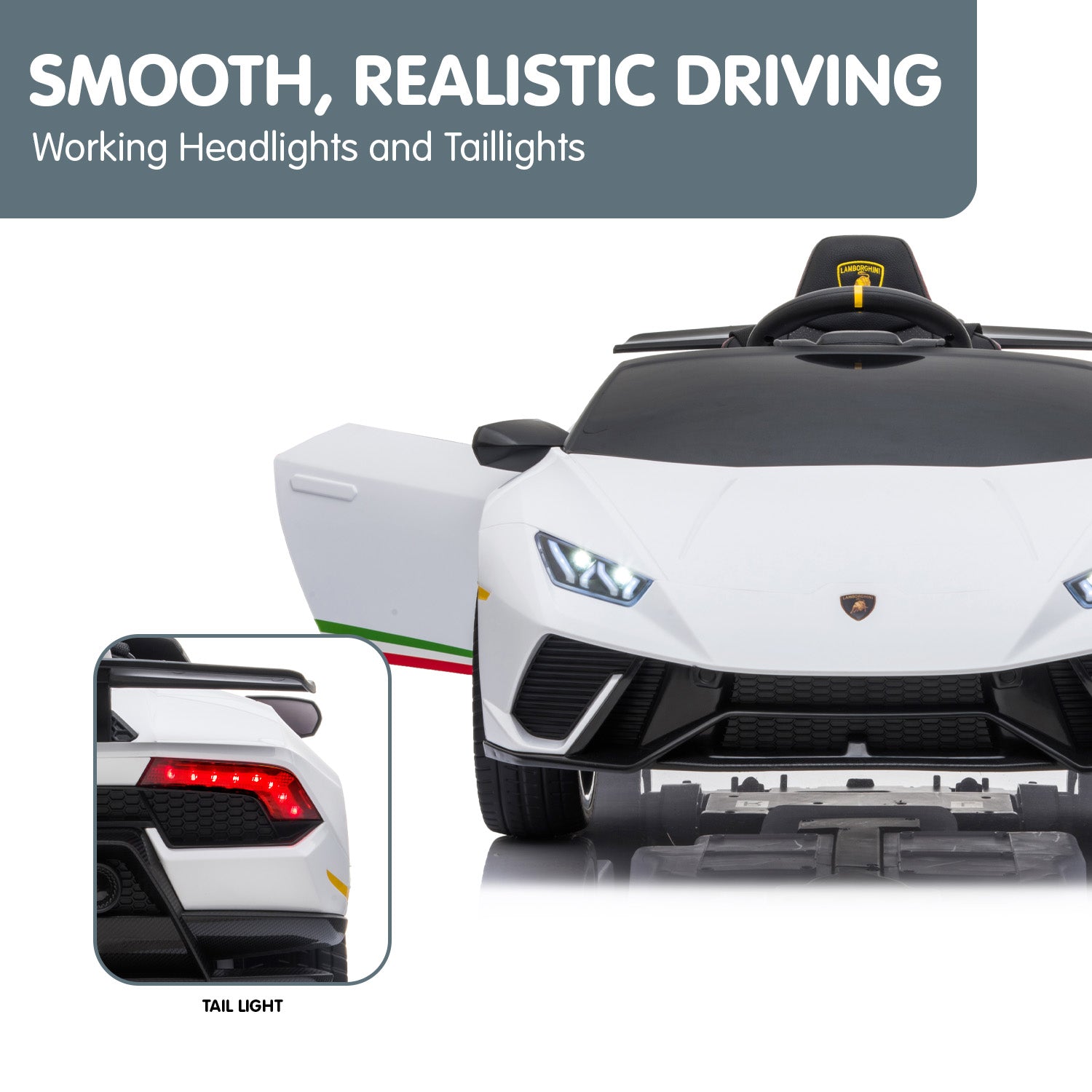 Kahuna Lamborghini Performante Kids Electric Ride On Car Remote Control by Kahuna - White - Cosy Abode