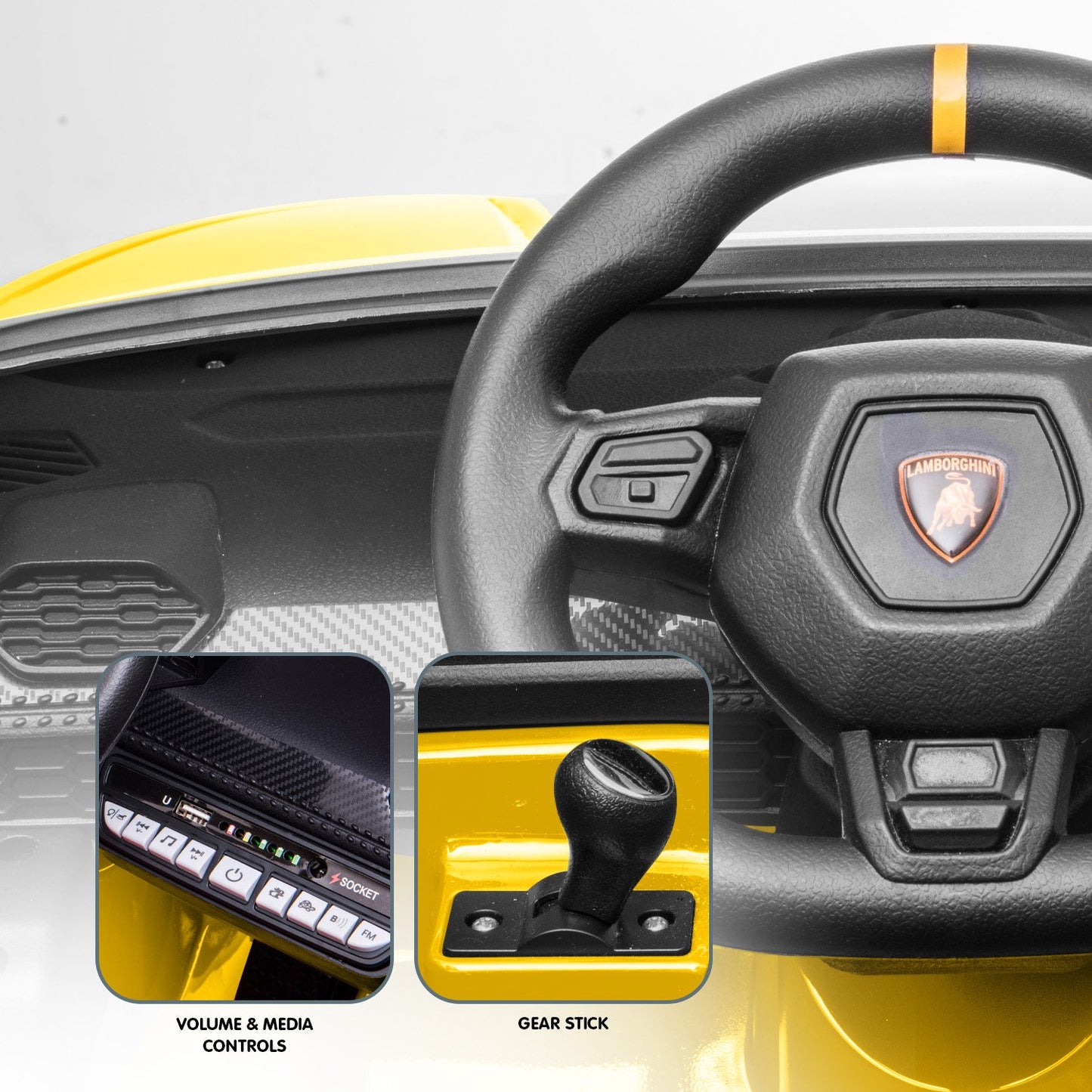 Kahuna Lamborghini Performante Kids Electric Ride On Car Remote Control - Yellow - Cosy Abode