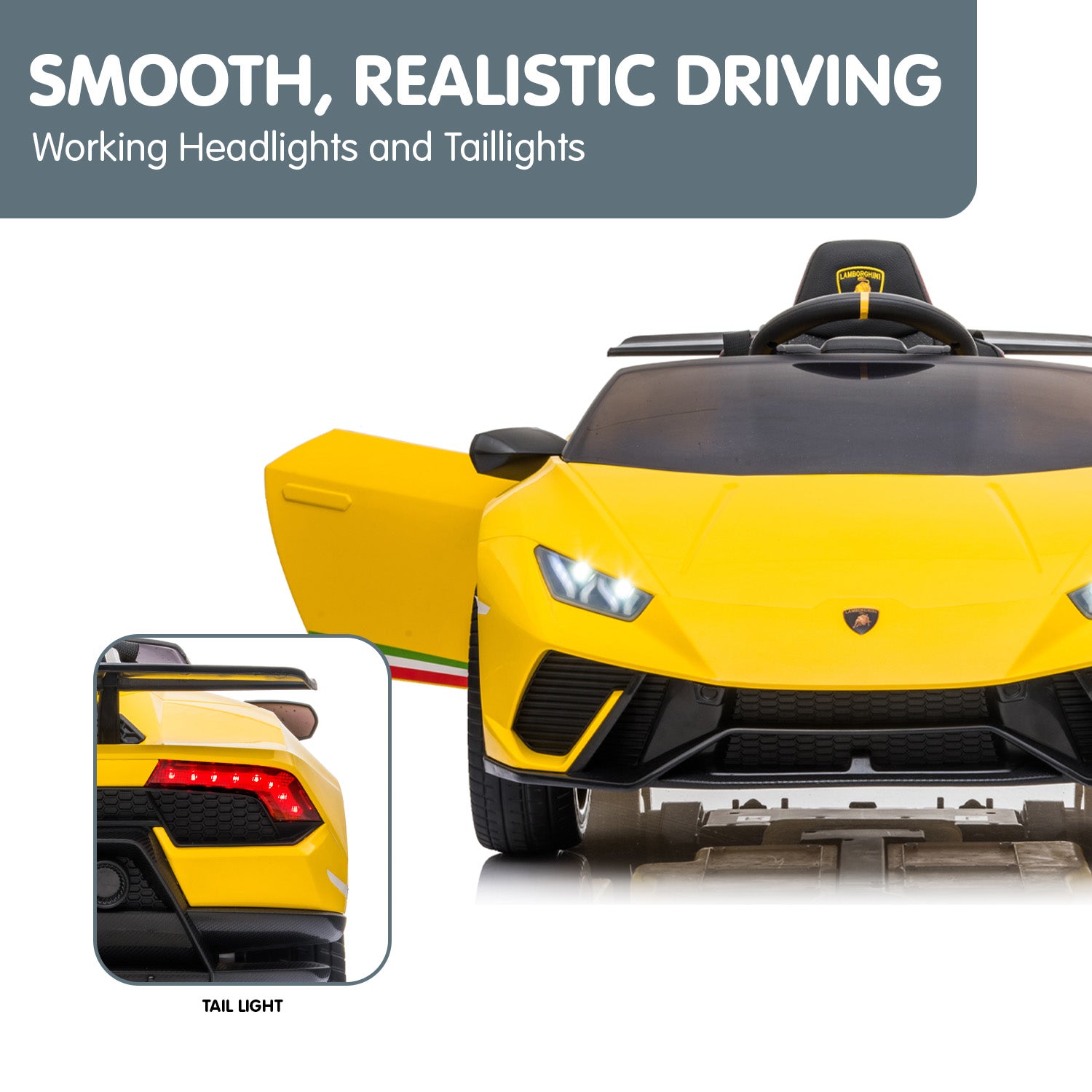 Kahuna Lamborghini Performante Kids Electric Ride On Car Remote Control - Yellow - Cosy Abode