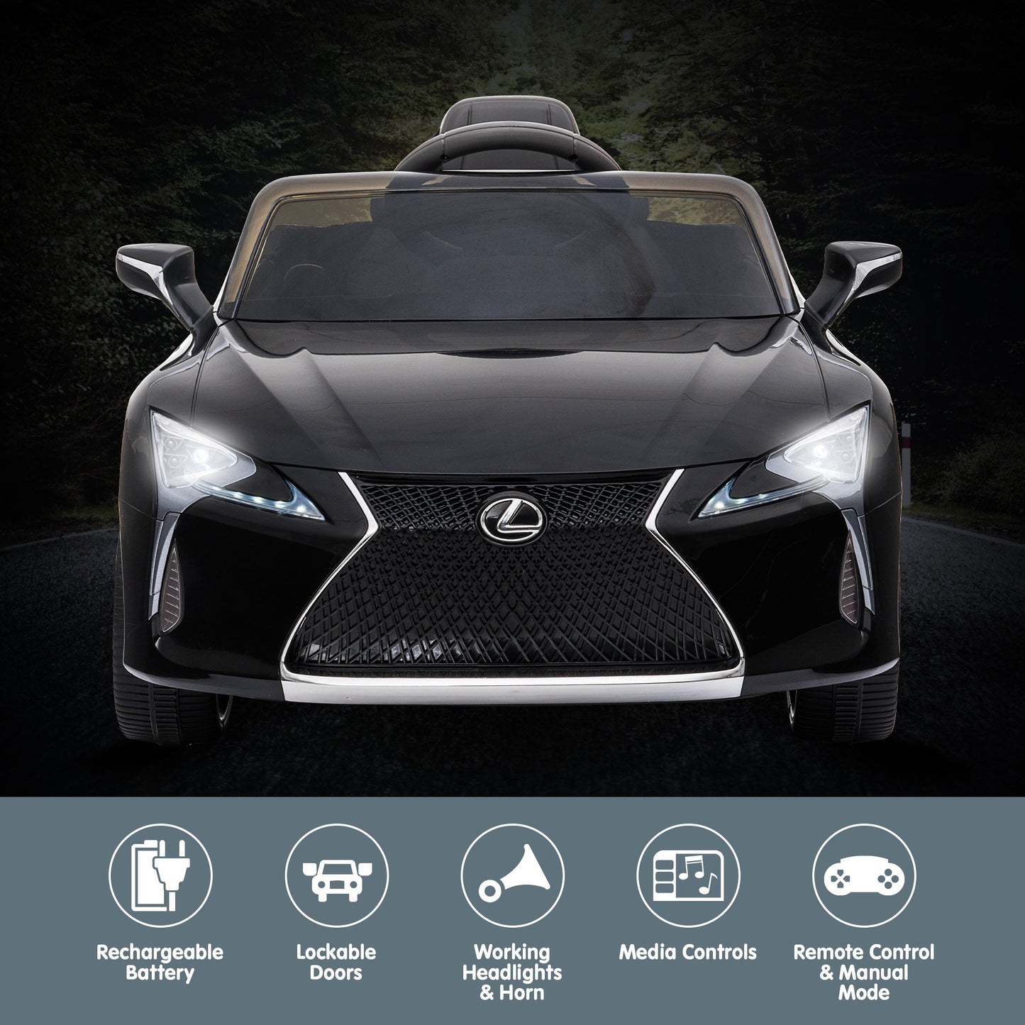 Kahuna Licensed Lexus LC 500 Kids Electric Ride On Car - Black - Cosy Abode