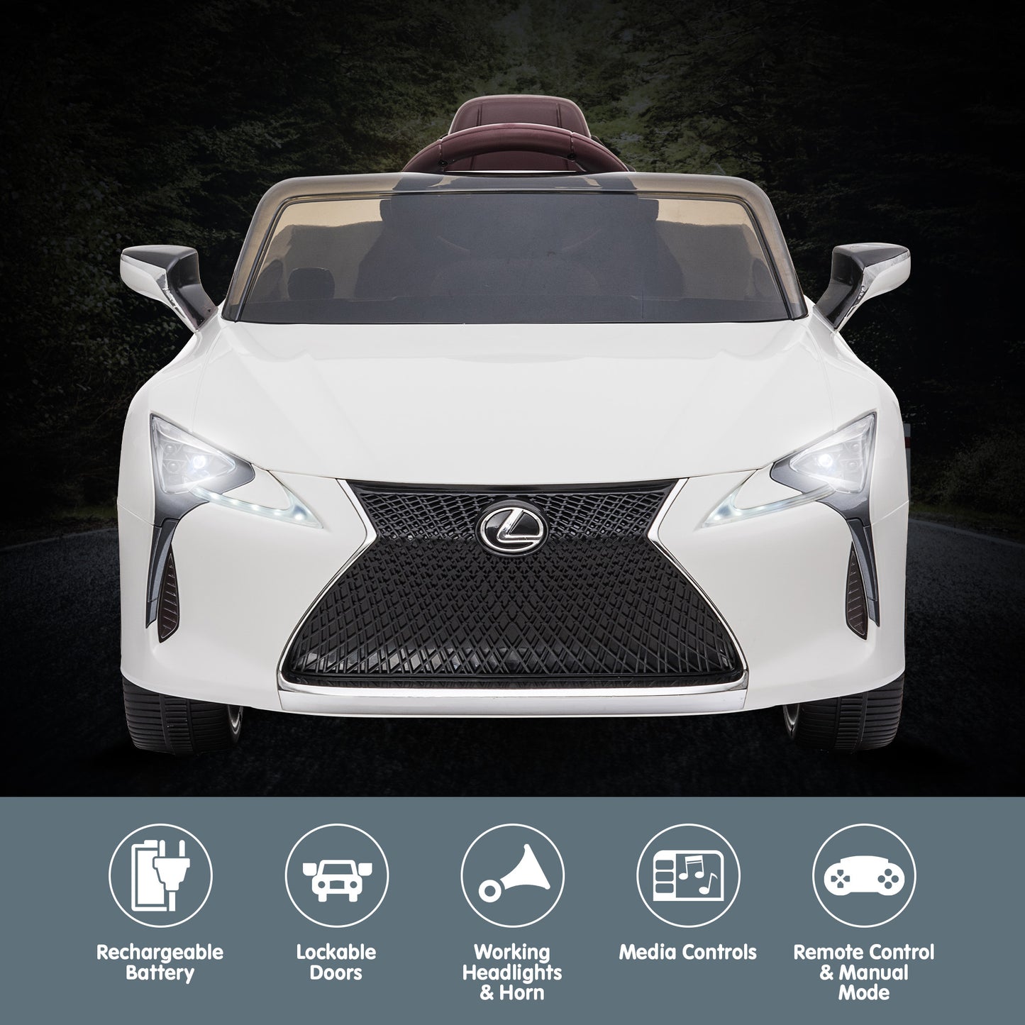 Kahuna Licensed Lexus Lc 500 Kids Electric Ride On Car - White - Cosy Abode