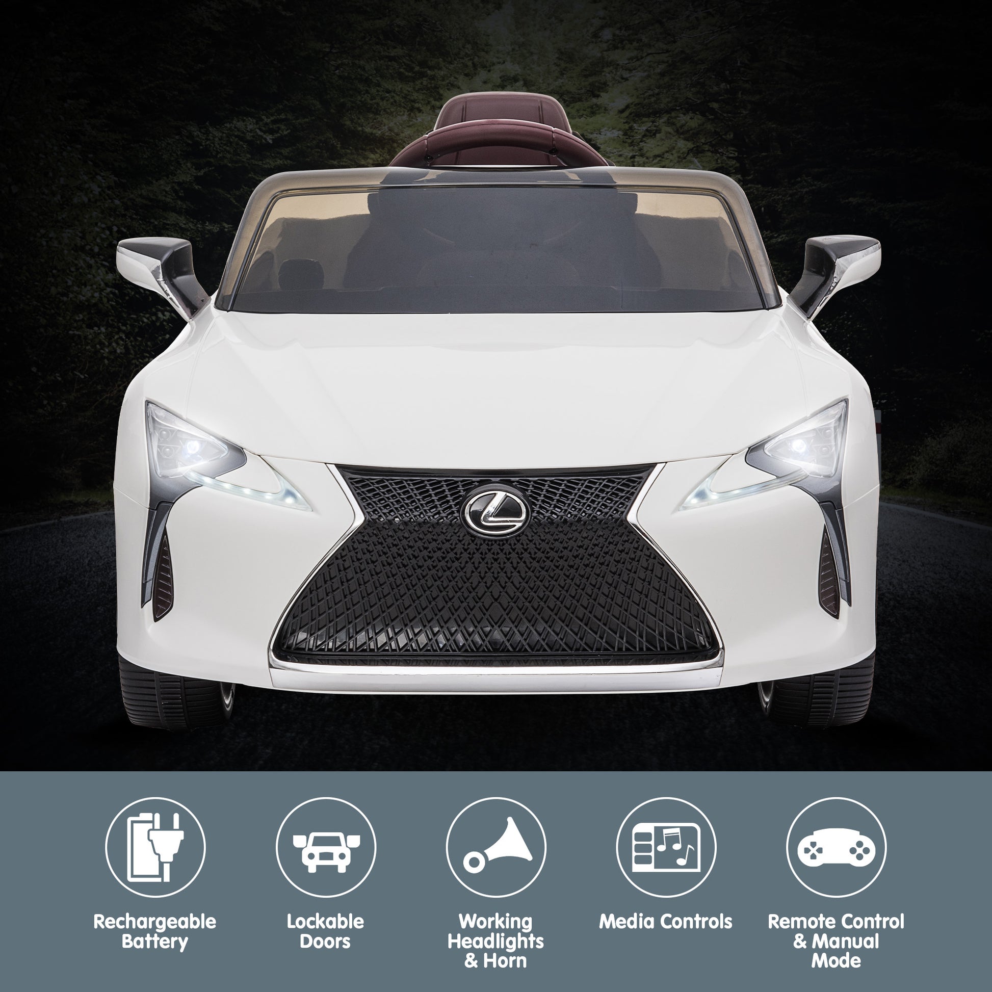 Kahuna Licensed Lexus Lc 500 Kids Electric Ride On Car - White - Cosy Abode