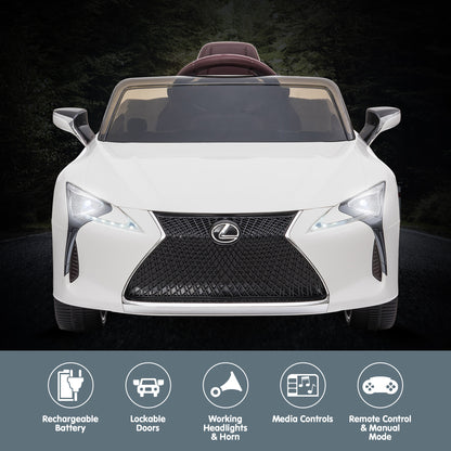 Kahuna Licensed Lexus Lc 500 Kids Electric Ride On Car - White - Cosy Abode