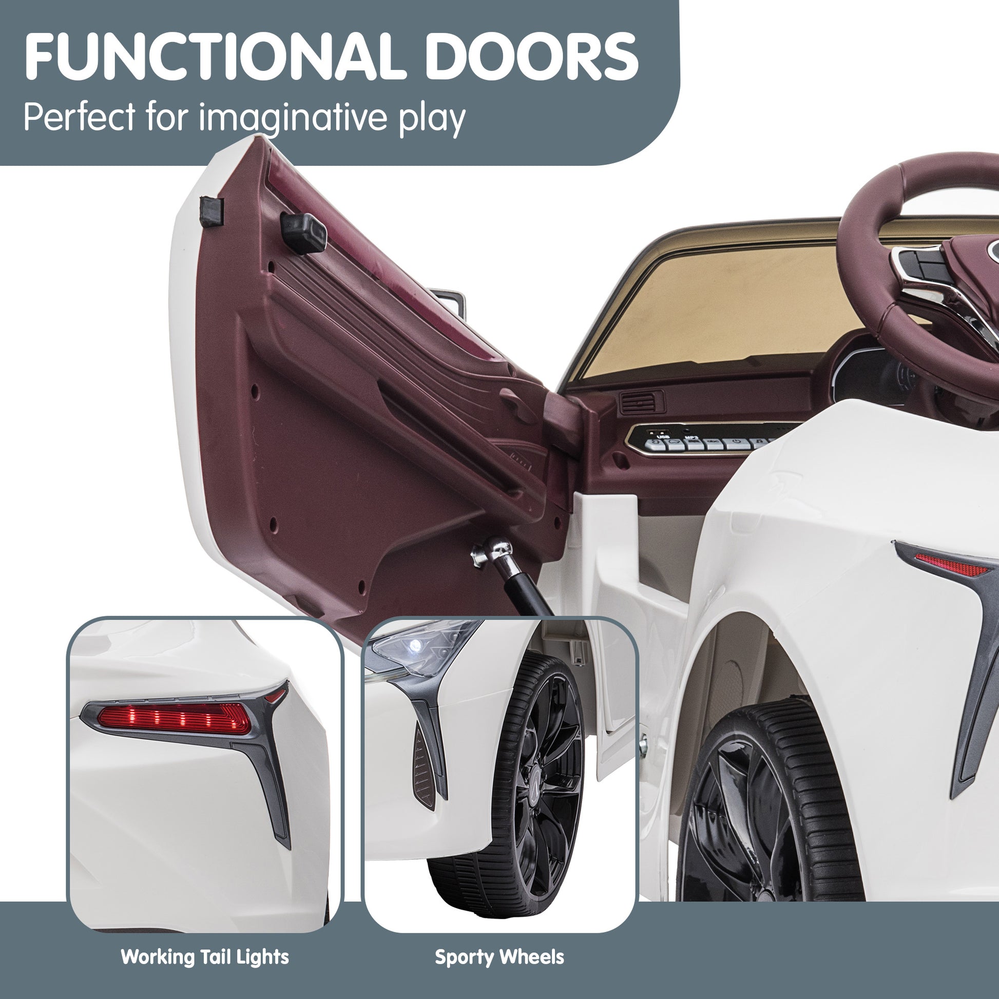 Kahuna Licensed Lexus Lc 500 Kids Electric Ride On Car - White - Cosy Abode