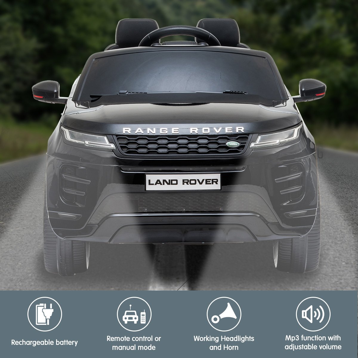 Kahuna Land Rover Licensed Kids Electric Ride On Car Remote Control - Black - Cosy Abode