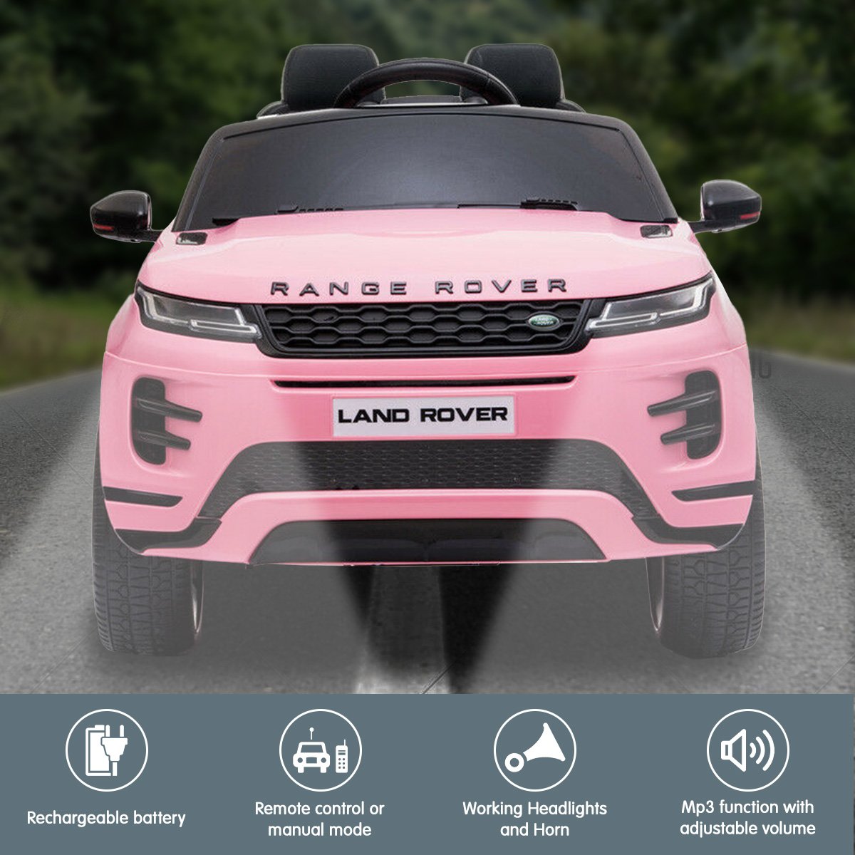 Kahuna Land Rover Licensed Kids Electric Ride On Car Remote Control - Pink - Cosy Abode
