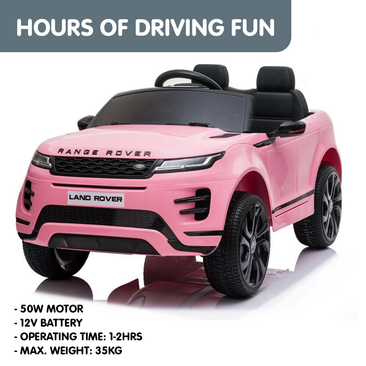 Kahuna Land Rover Licensed Kids Electric Ride On Car Remote Control - Pink - Cosy Abode