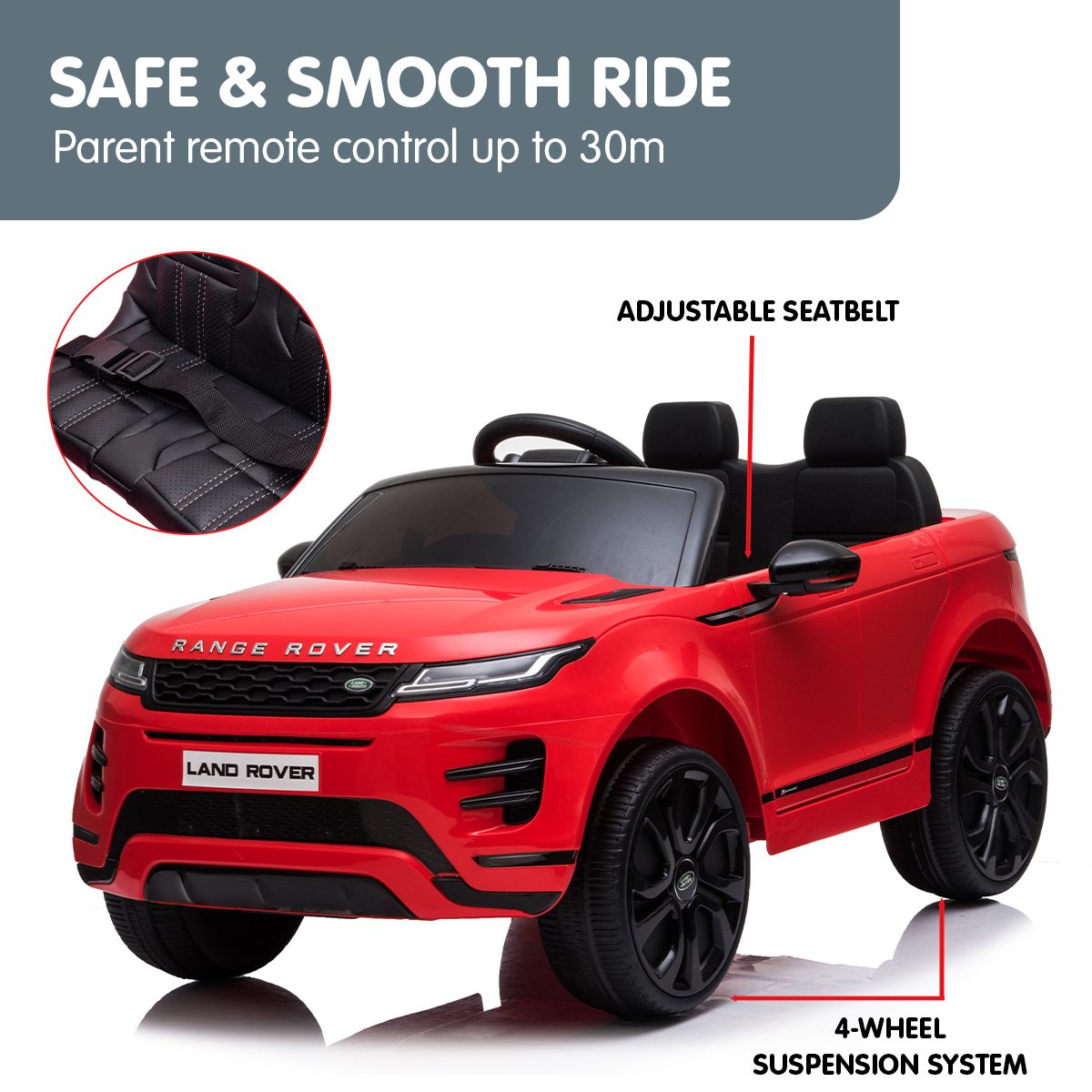 Kahuna Land Rover Licensed Kids Electric Ride On Car Remote Control - Red - Cosy Abode