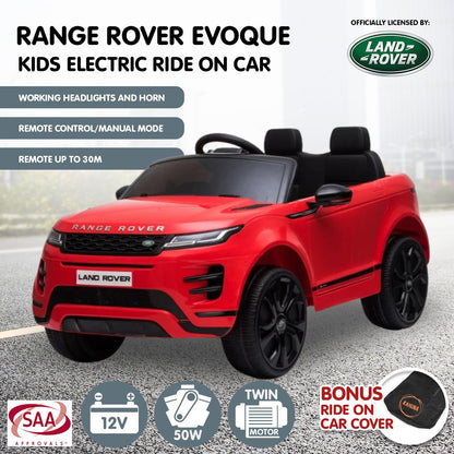 Kahuna Land Rover Licensed Kids Electric Ride On Car Remote Control - Red - Cosy Abode