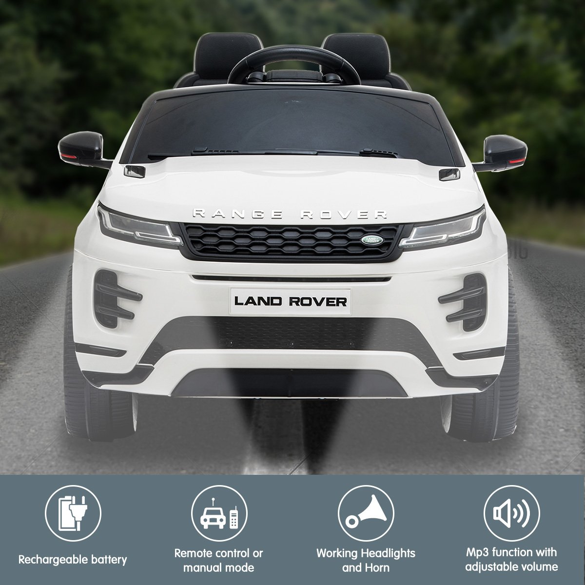Kahuna Land Rover Licensed Kids Electric Ride On Car Remote Control - White - Cosy Abode