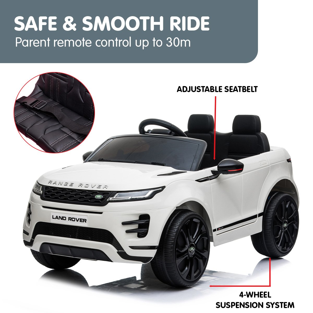 Kahuna Land Rover Licensed Kids Electric Ride On Car Remote Control - White - Cosy Abode