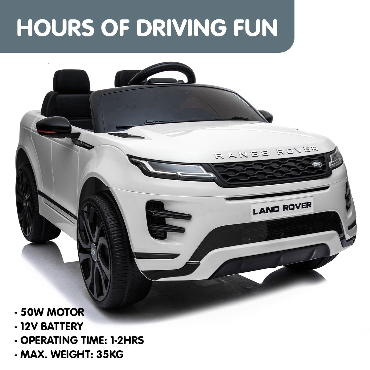 Kahuna Land Rover Licensed Kids Electric Ride On Car Remote Control - White - Cosy Abode