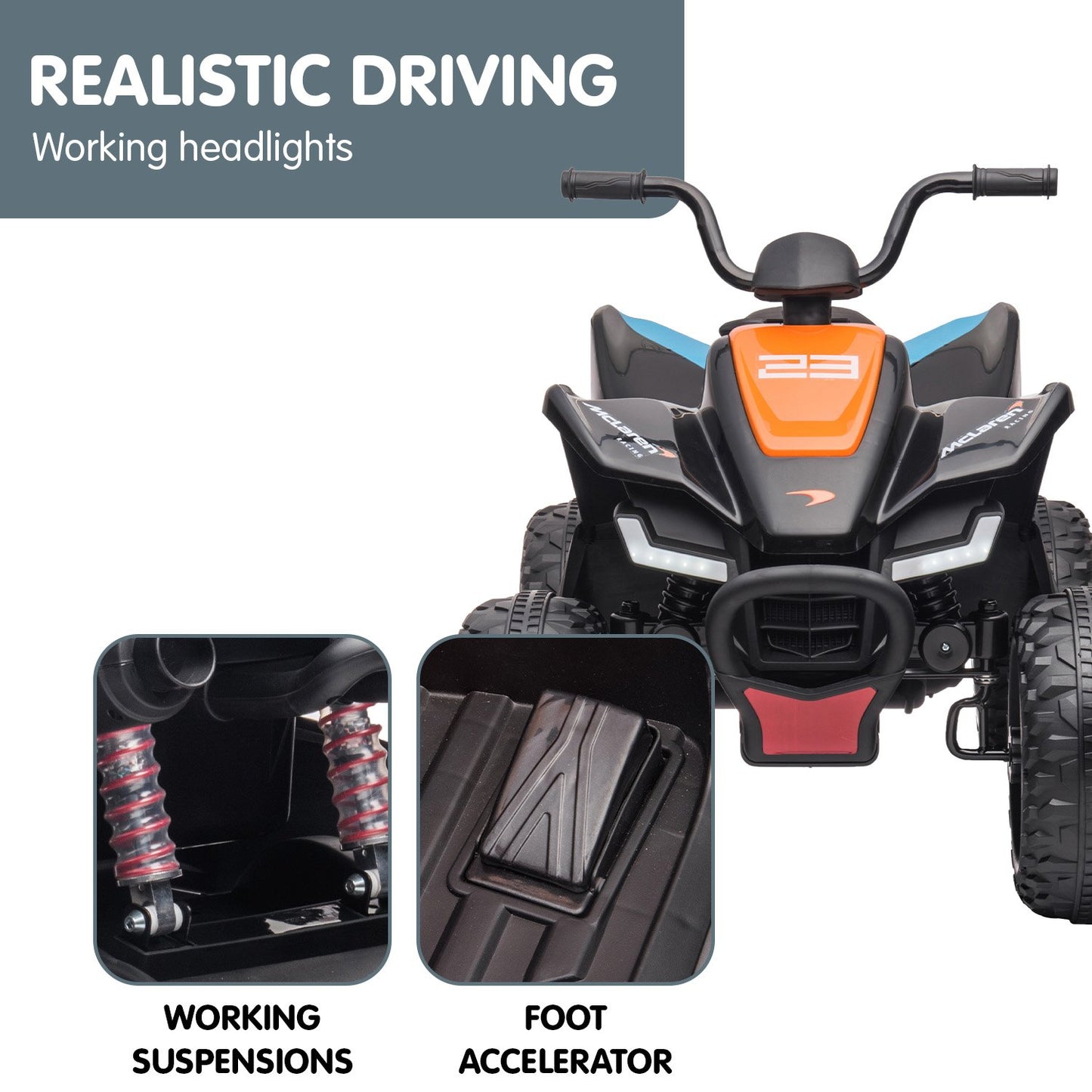 Kahuna MCL35 McLaren Toy Ride On Electric Quad Bike - Black - Cosy Abode
