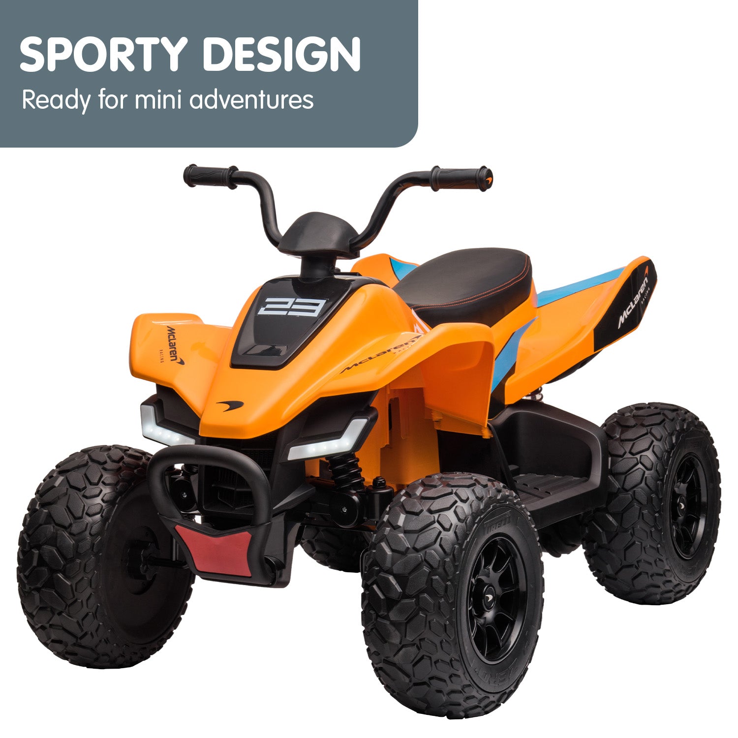 Kahuna Licensed MCL35 McLaren Kids Toy Ride On Electric Quad Bike - Orange - Cosy Abode