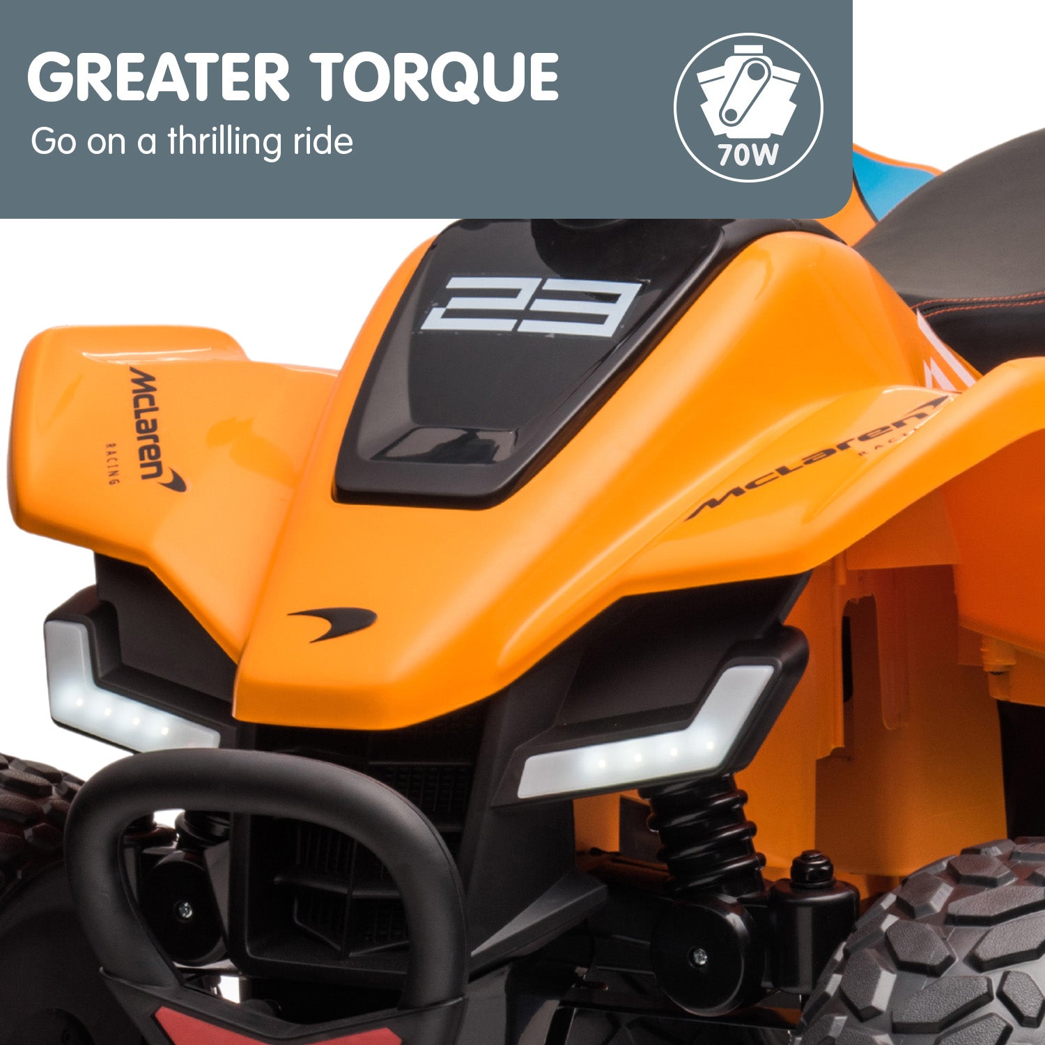 Kahuna Licensed MCL35 McLaren Kids Toy Ride On Electric Quad Bike - Orange - Cosy Abode