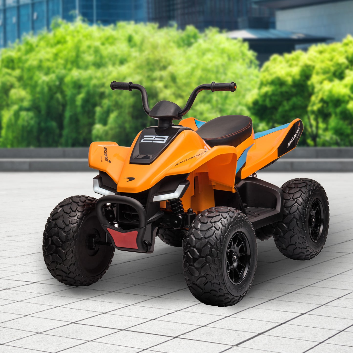 Kahuna Licensed MCL35 McLaren Kids Toy Ride On Electric Quad Bike - Orange - Cosy Abode
