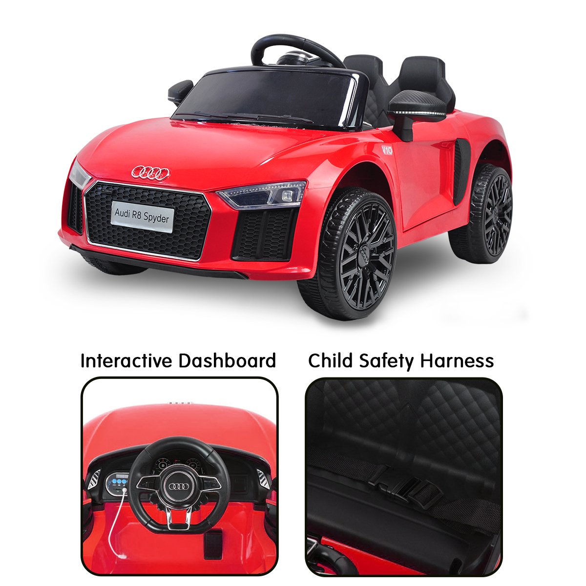 Kahuna R8 Spyder Audi Licensed Kids Electric Ride On Car Remote Control - Red - Cosy Abode