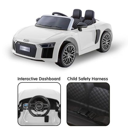 Kahuna R8 Spyder Audi Licensed Kids Electric Ride On Car Remote Control - White - Cosy Abode