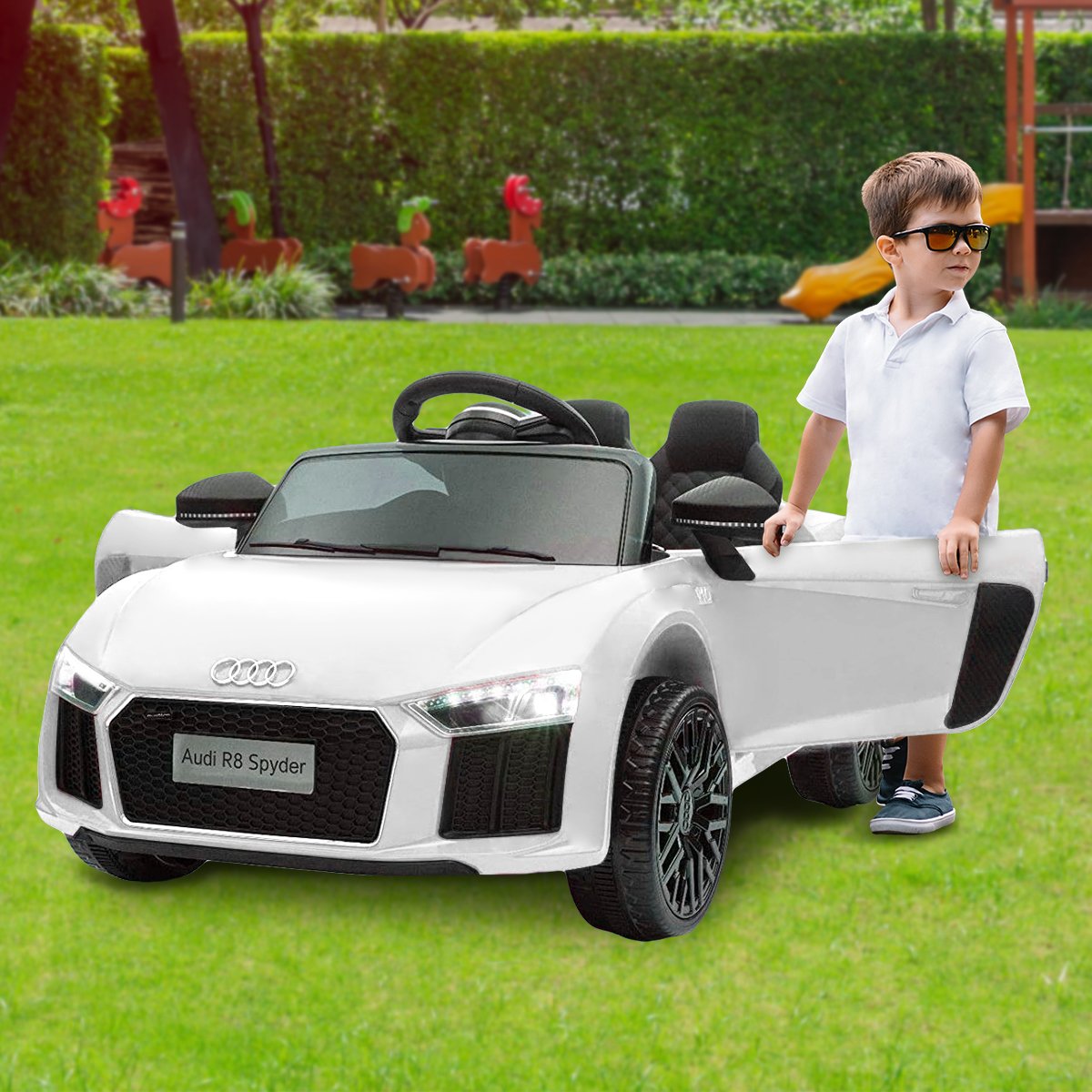 Kahuna R8 Spyder Audi Licensed Kids Electric Ride On Car Remote Control - White - Cosy Abode
