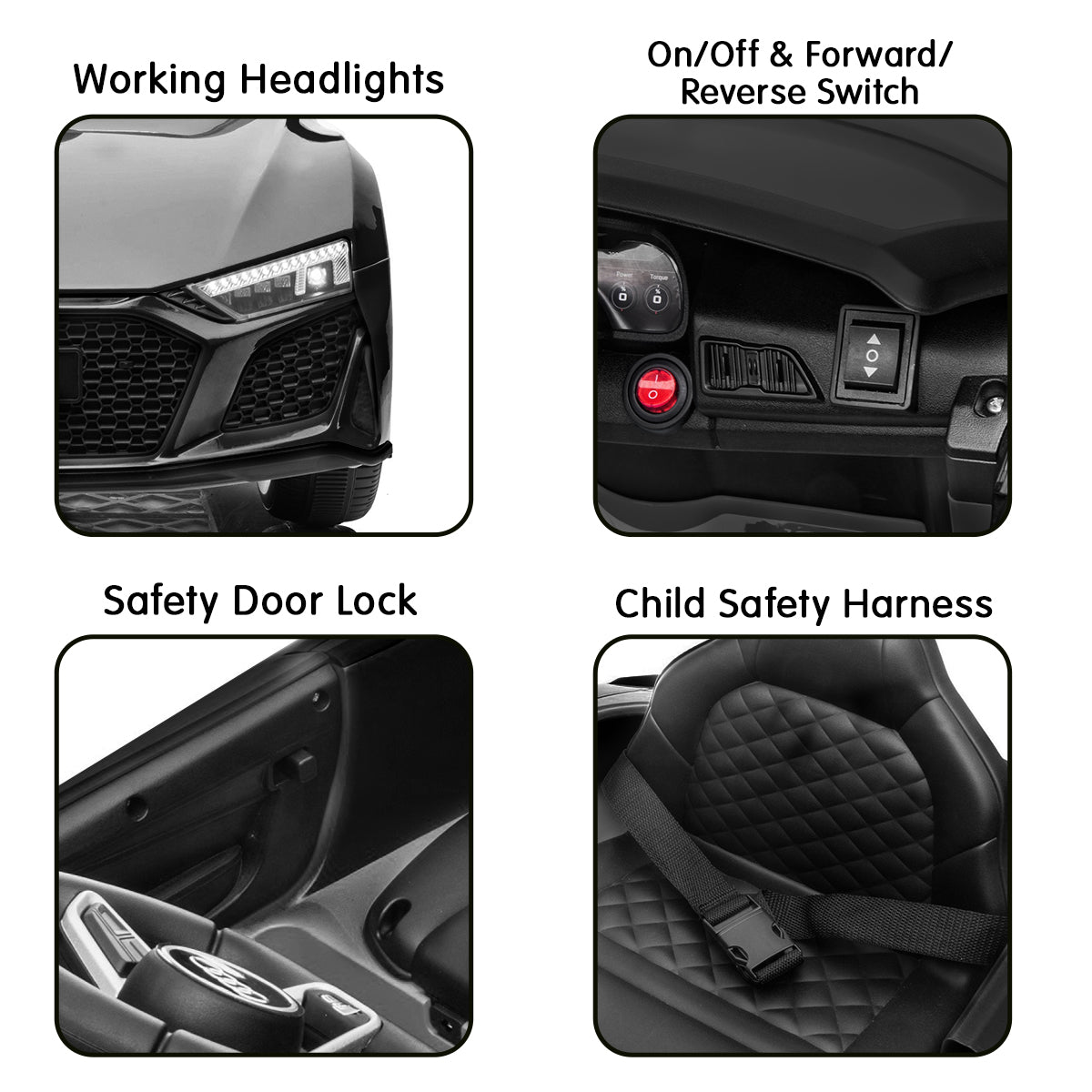 Kahuna Audi Sport Licensed Kids Electric Ride On Car Remote Control - Black - Cosy Abode
