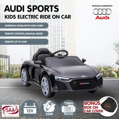 Kahuna Audi Sport Licensed Kids Electric Ride On Car Remote Control - Black - Cosy Abode
