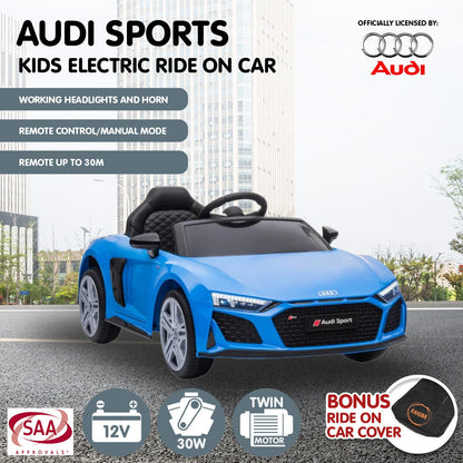 Kahuna Audi Sport Licensed Kids Electric Ride On Car Remote Control - Blue - Cosy Abode