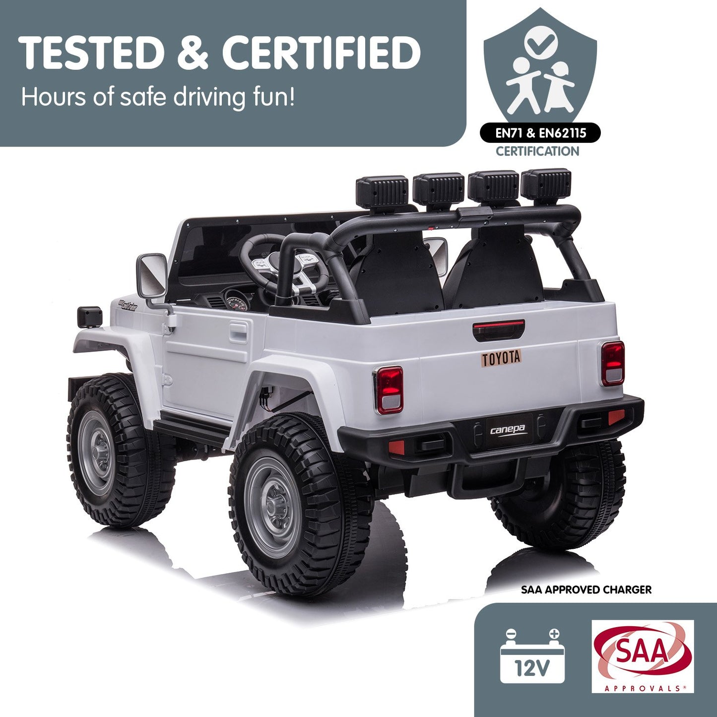Kahuna Licensed Toyota FJ-40 Kids Ride On Electric Toy Car 80W - White - Cosy Abode