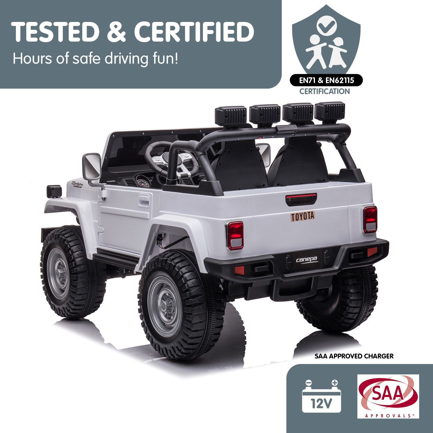 Kahuna Licensed Toyota FJ-40 Kids Ride On Electric Toy Car 80W - White - Cosy Abode