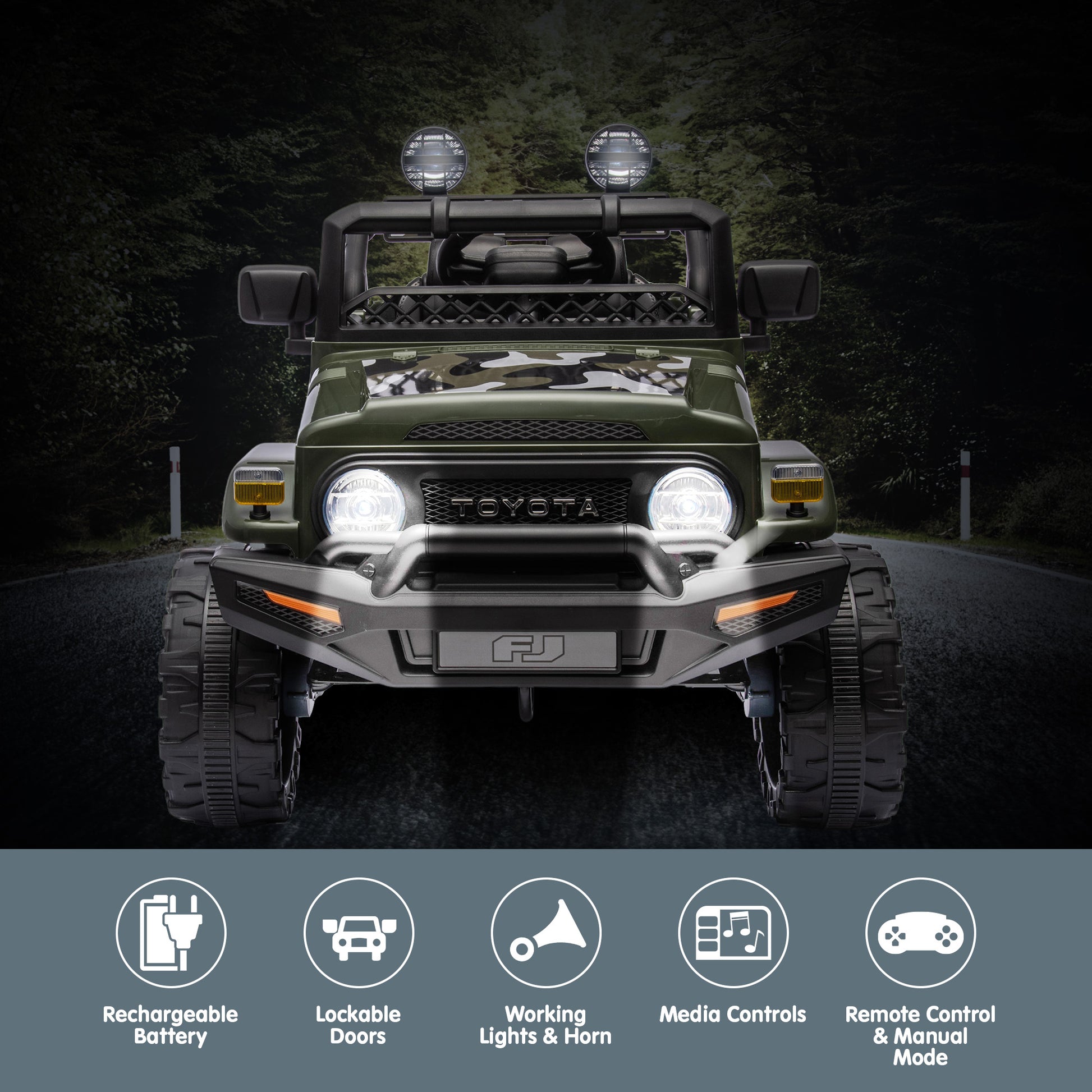 Kahuna Authorised Toyota FJ Cruiser Kids Electric Ride On Car - Green - Cosy Abode