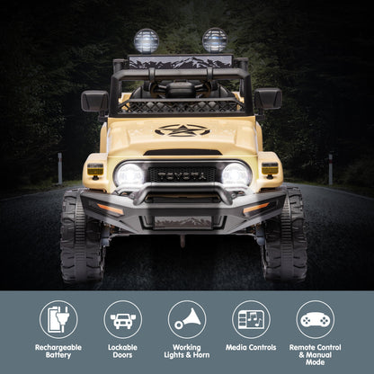 Kahuna Authorised Toyota Fj Cruiser Kids Electric Ride On Car - Khaki - Cosy Abode