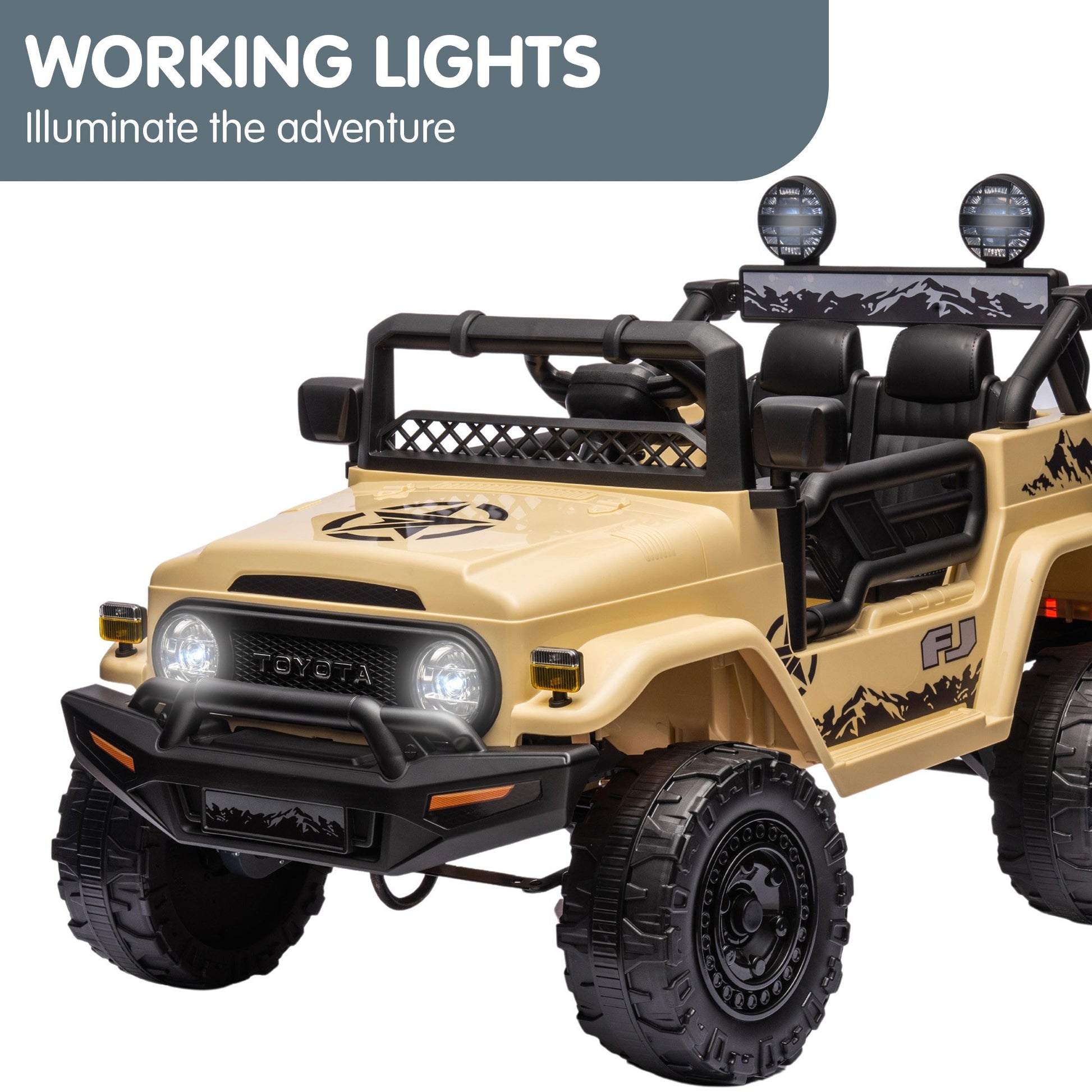 Kahuna Authorised Toyota Fj Cruiser Kids Electric Ride On Car - Khaki - Cosy Abode