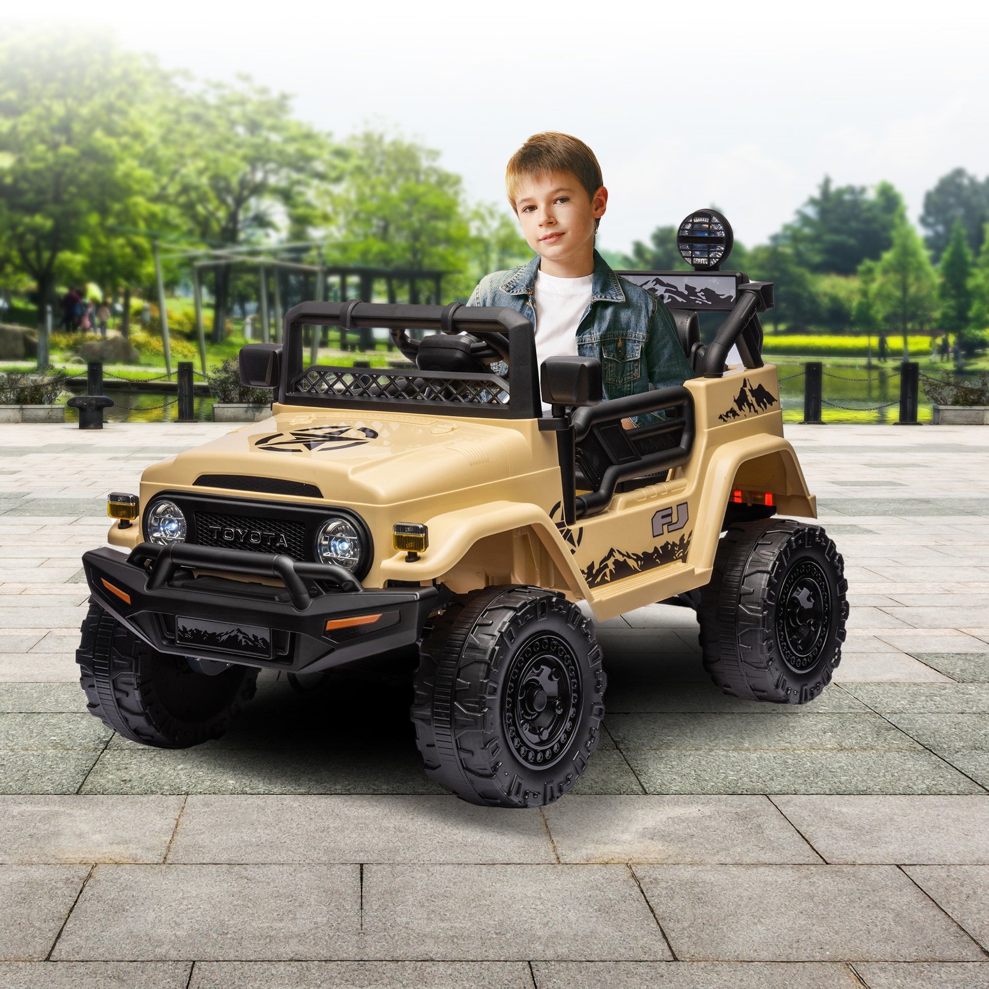 Kahuna Authorised Toyota Fj Cruiser Kids Electric Ride On Car - Khaki - Cosy Abode