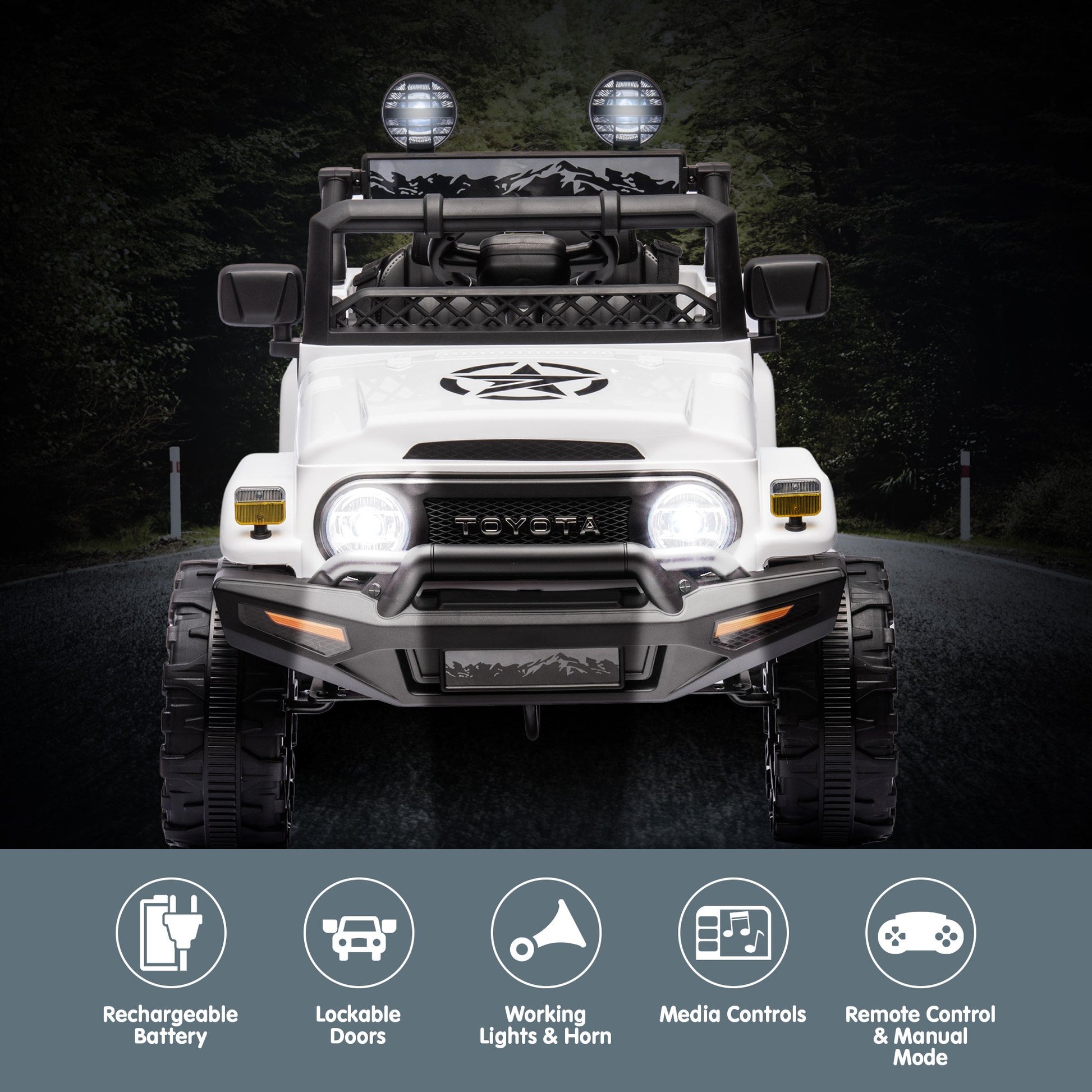 Kahuna Authorized Toyota Electric Kids Ride-on Car Fj Cruiser - White - Cosy Abode