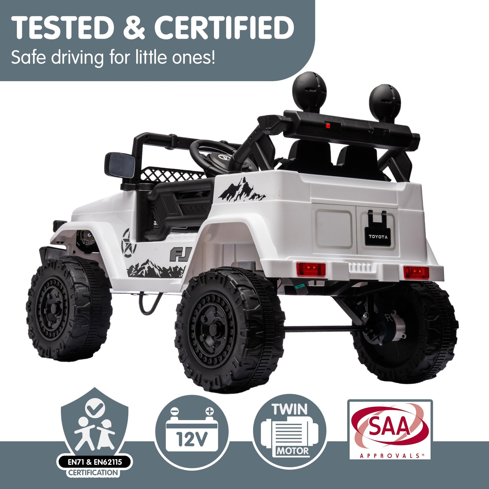 Kahuna Authorized Toyota Electric Kids Ride-on Car Fj Cruiser - White - Cosy Abode