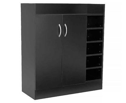 Sarantino New 21 Pairs Shoe Cabinet Rack Storage Organiser Shelf 2 Doors Cupboard Black - Cosy Abode