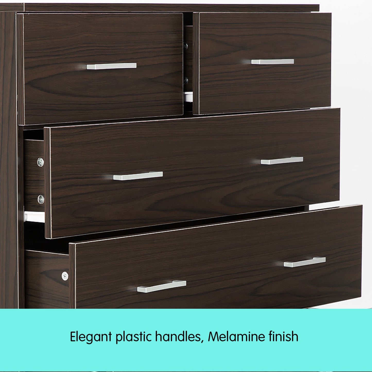 Sarantino Tallboy Dresser 6 Chest Of Drawers Cabinet 85 X 39.5 X 105 - Brown - Cosy Abode