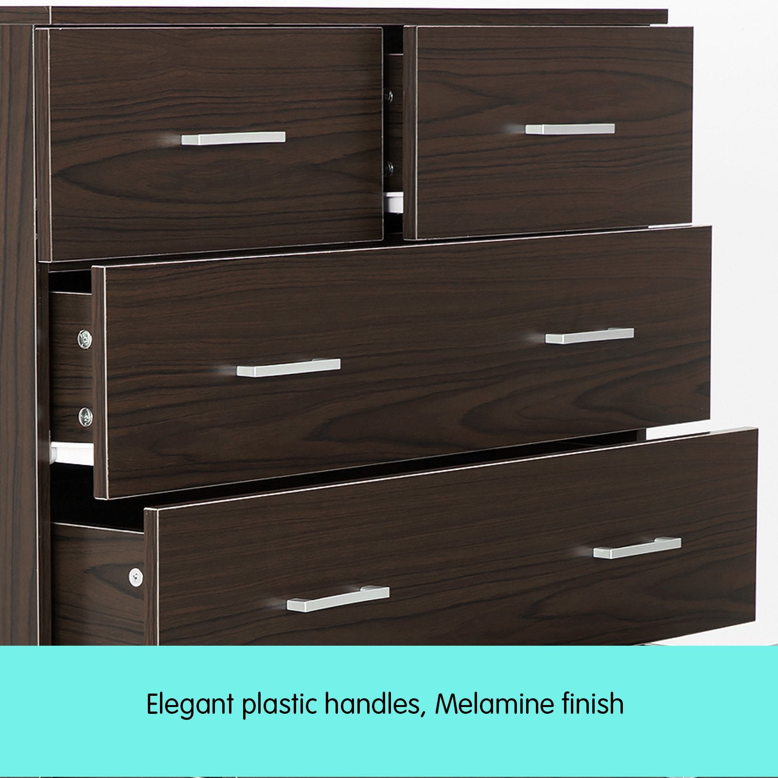 Sarantino Tallboy Dresser 6 Chest Of Drawers Cabinet 85 X 39.5 X 105 - Brown - Cosy Abode