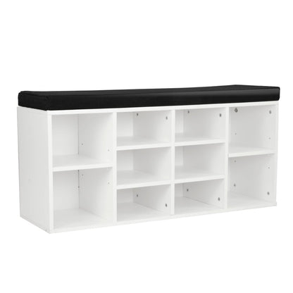 Sarantino New 10 Pairs Shoe Cabinet Rack Storage Organiser Shelf Stool Bench Wood - White - Cosy Abode