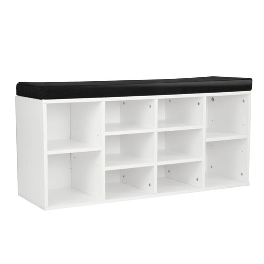 Sarantino New 10 Pairs Shoe Cabinet Rack Storage Organiser Shelf Stool Bench Wood - White - Cosy Abode