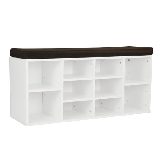 Sarantino Shoe Rack Cabinet Organiser Brown Cushion Bench Stool - 104 X 30 X 45 - White - Cosy Abode
