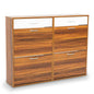 Sarantino 24 Pairs Shoe Cabinet Rack Storage Cupboard Organiser Shelf Walnut Drawers Chest - Cosy Abode
