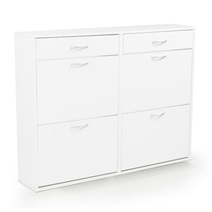 Sarantino 24 Pairs Shoe Cabinet Rack Storage Cupboard Organiser Shelf White Drawers Chest - Cosy Abode