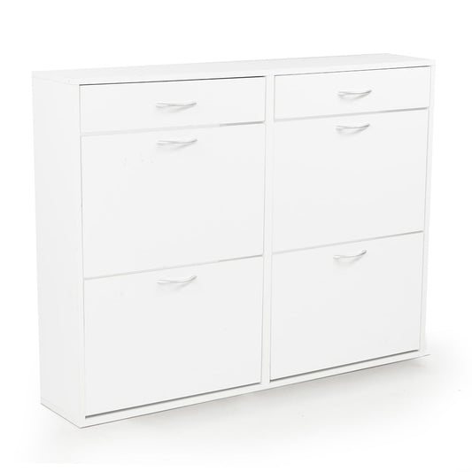 Sarantino 24 Pairs Shoe Cabinet Rack Storage Cupboard Organiser Shelf White Drawers Chest - Cosy Abode